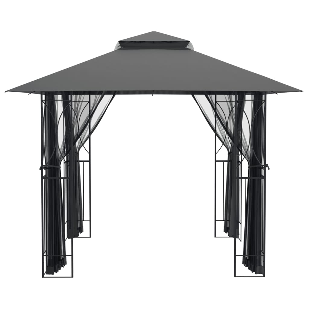 Gazebo with Side Walls Anthracite 300 X 300 X 270 Cm Steel