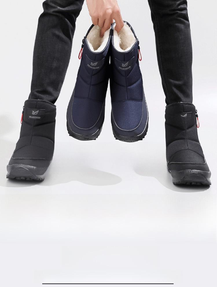 Men's Large Size Waterproof Winter Snow Boots with Thickened Velvet Lining for Warmth and Comfort