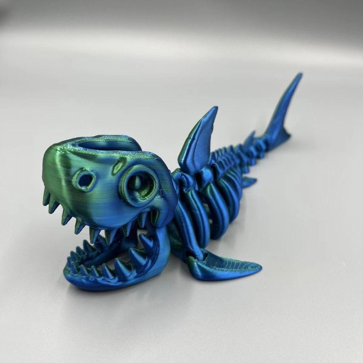 Impression 3D Requin Entièrement Mobile Cadeau d'Anniversaire Animaux Réalistes Ornement Décoratif de Bureau 17,5 cm 17.5CM