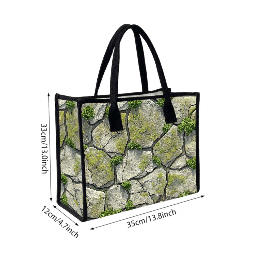 Mossy Stone Pattern Tote Bag Daily Portable Handbag