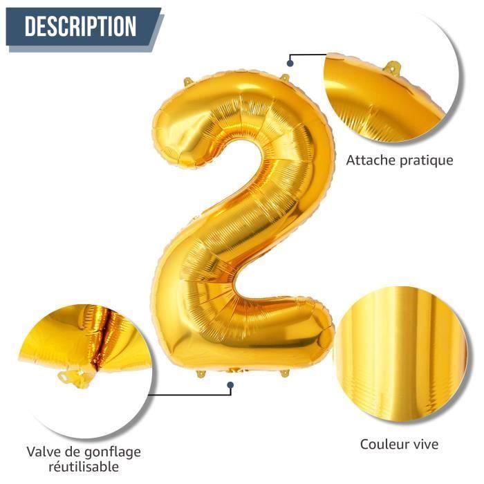 Ballon chiffre - funfest - 2 ans - or - 100cm - aluminium de qualité supérieure