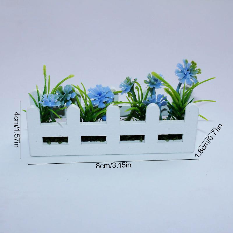 

1/12 Scale Dollhouse Flower Potted Plant Mini Garden Decoration Micro Landscape Ornament For Dolls Houses синій