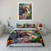 Floral Cat Art Decor Set Soft Skin-Friendly Bedding Set Includes 1 Duvet Cover And 2 Pillowcase Gift