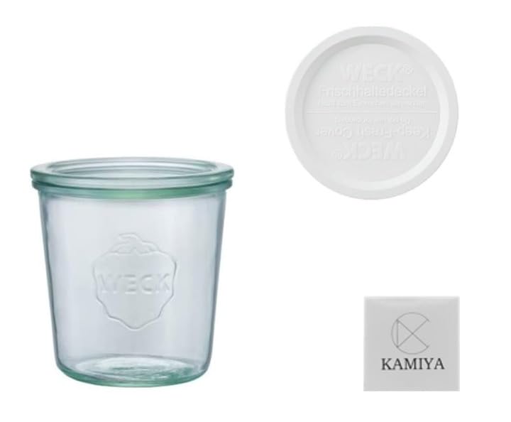 

WECK Mold Shape Glass Canister 500ml Plastic Cover Set with KAMIYA Sticker WE-742