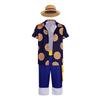 One Piece Cosplay Outfit Luffy Style Sunflower Short-Sleeve Casual Shirt Cosplay Costume Stage Performance Outfit