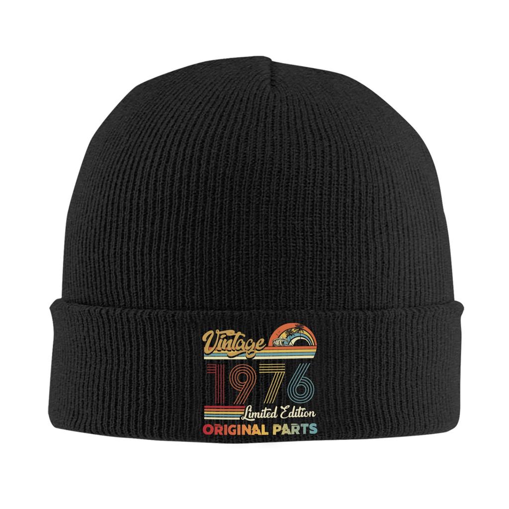 Herren Damen Strickbündel Mütze Geboren 1976 vintage Alter 50 Jahre alt 50. Geburtstag Merch Warm Gestrickt Beanie Mützen Skullies