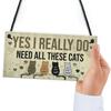 Handmade Cute Cat Sign Wood Plate Wall Decoration Christmas Gift for Pet Lovers Bedroom Home Decor