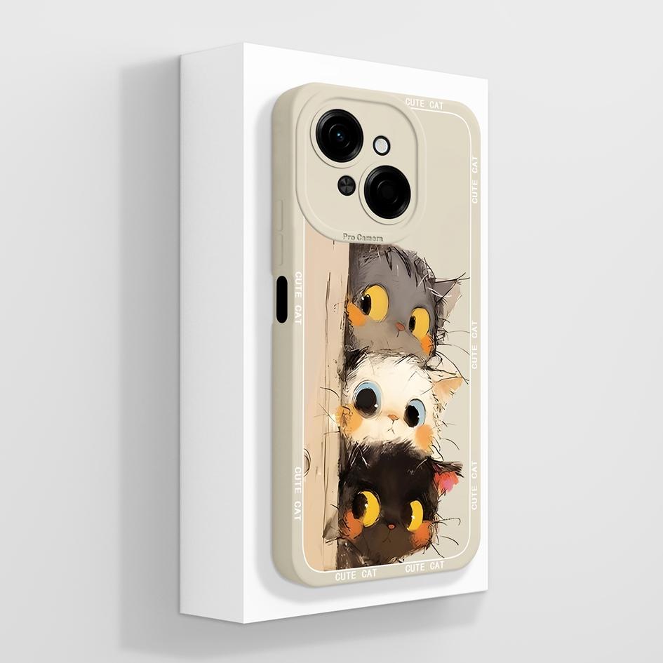 Do etui na telefon Tecno Pova 4 5 6 Pro Neo 3 Pop 8 9 z płynnego silikonu, modny mały miś, słodki, pulchny kot, miękka ochrona aparatu, torby na telefony do Tecno Capa