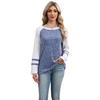 New Autumn and Winter Round-neck Off-the-shoulder Sleeve Knitted Top with Color-blocking and Patchwork Sweater