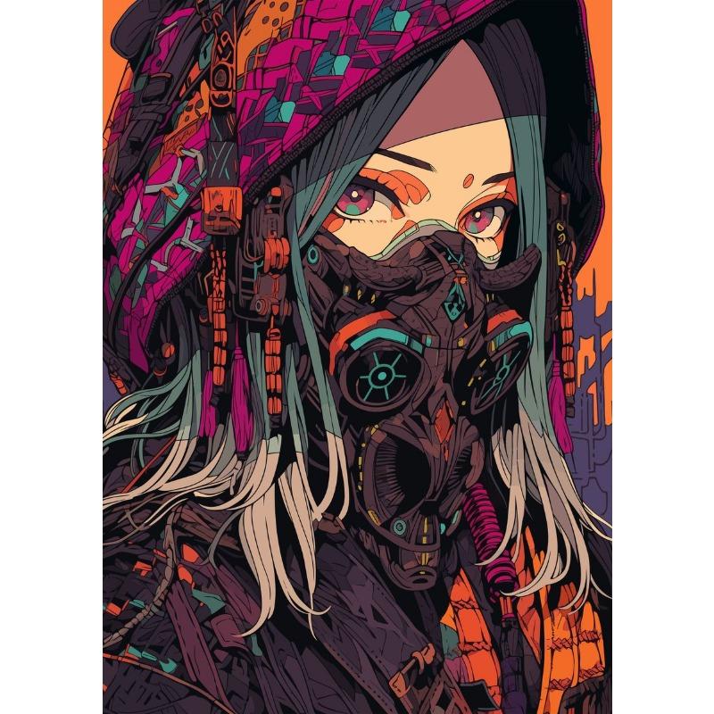 

Киберпанк Девушки Самурай Девушка Декор Стены Плакат Печать На Холсте Японский Стиль Аниме Портрет Девушки Настенное Украшение Художественный Декор 21cm×30cm NoFrame