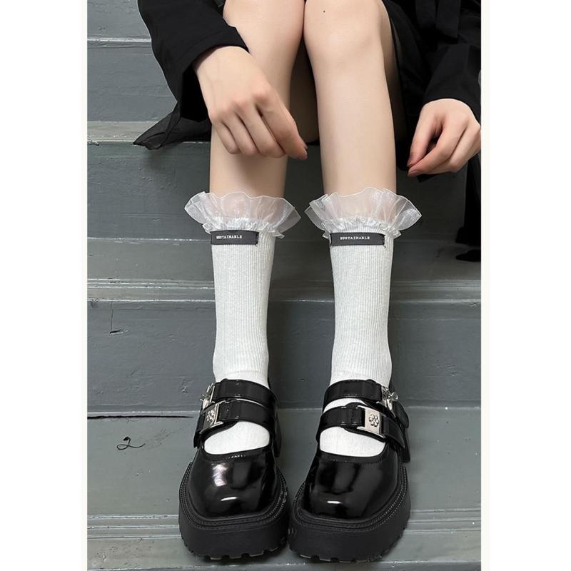 Women's Summer Ankle Socks Summer Crew Socks Lace Middle Tube Socks Japanese Style Cute Boot Socks Streetwear Gift