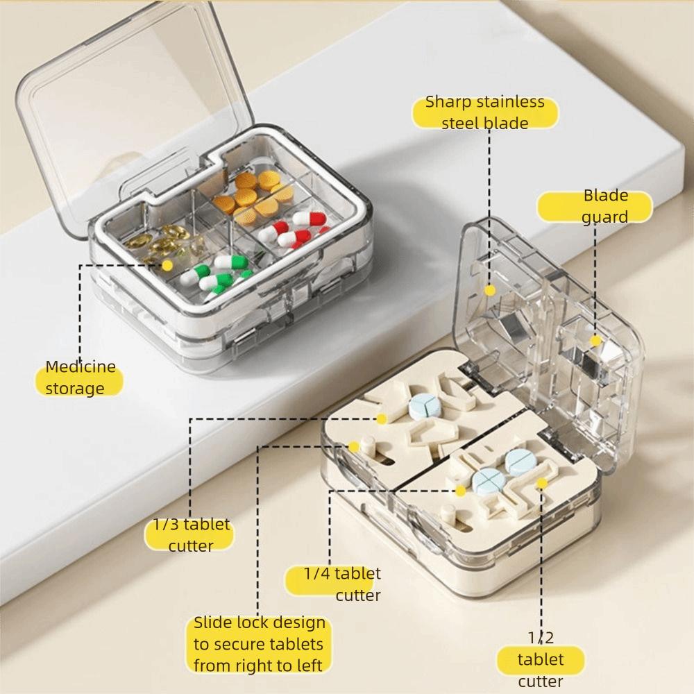 Moisture-proof Double-Layer Pill Box Sealed Pill Organizer Practical Pill Splitter  Office