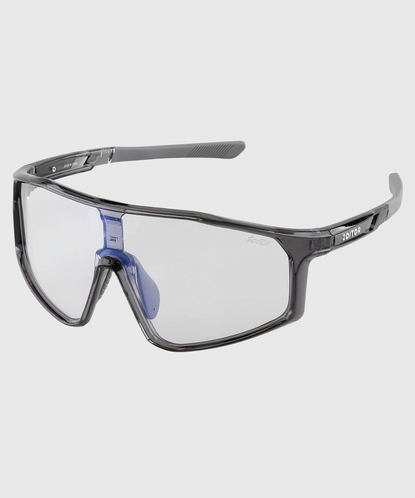 Tuditeo Sports Athletic Running Goggles Iter Sunglasses C9 Photochromic Violet/Clear Frame Gray