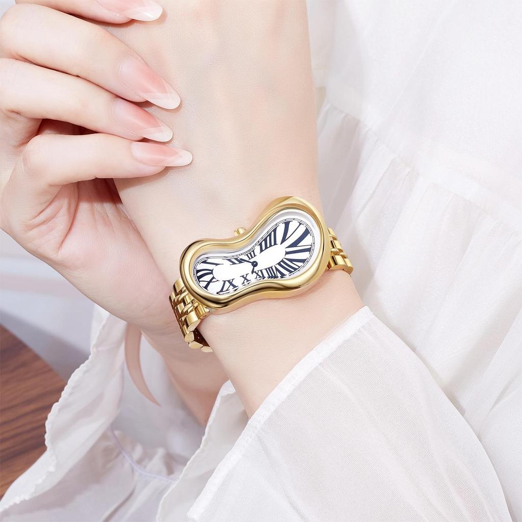 New Unique Melted Twisted Watch for Men and Women Y2K Watches Luxury Stainless Steel Strap Waterproof Quartz Wristwatches Gifts