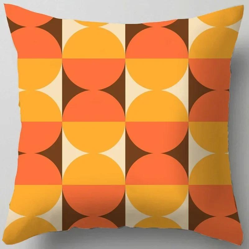 Housse De Coussin Pour Canapé, Décoration Moderne Pour La Maison, Salon, Bureau, Taie D'oreiller Géométrique Orange