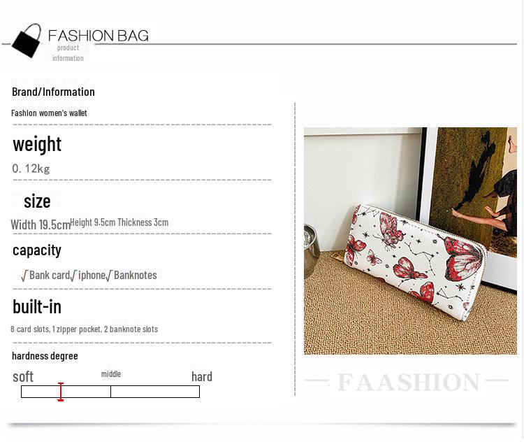 2024 Korean Butterfly Print Clutch: Stylish Single-Zip Wallet for Women