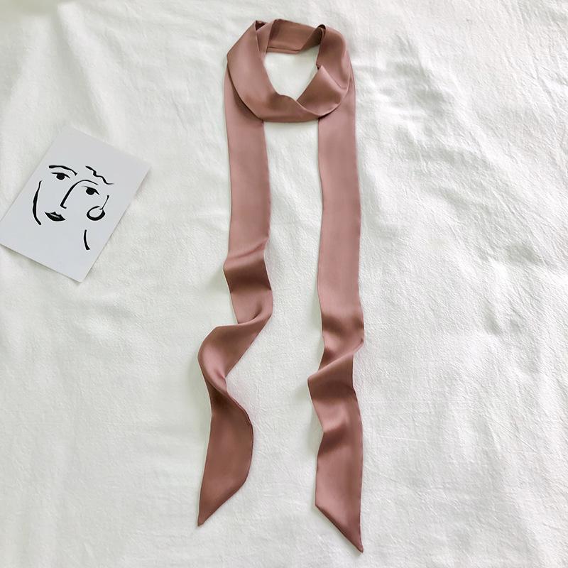 5x200cm Long Skinny Hair Scarf For Women Silky Satin Headband Cute Neckerchief Solid Colors Fashion Bag Scarves For Ladies
