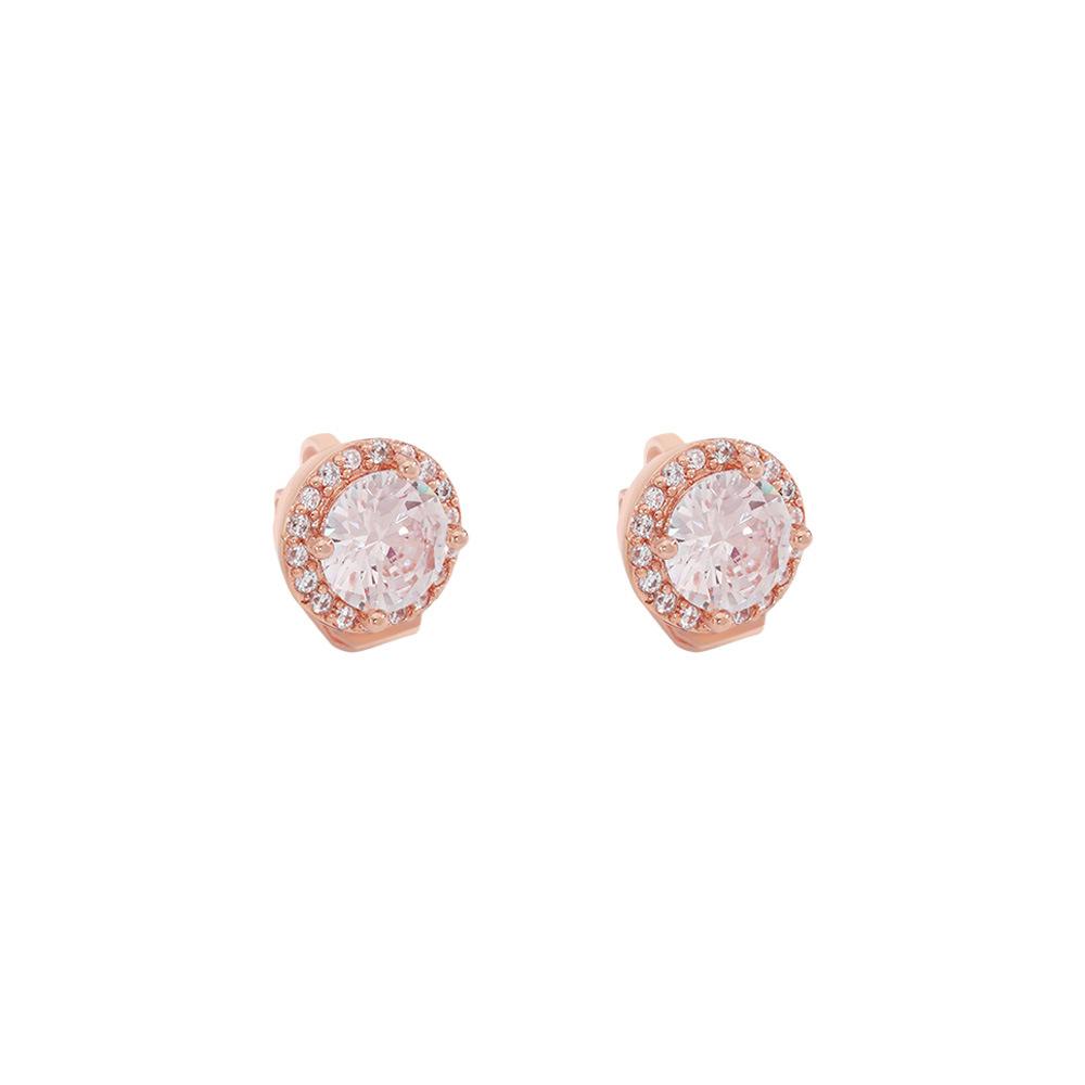Light Luxury Round Ear Clips, Simple Personality Zircon Rose Gold Ear Clips Earrings