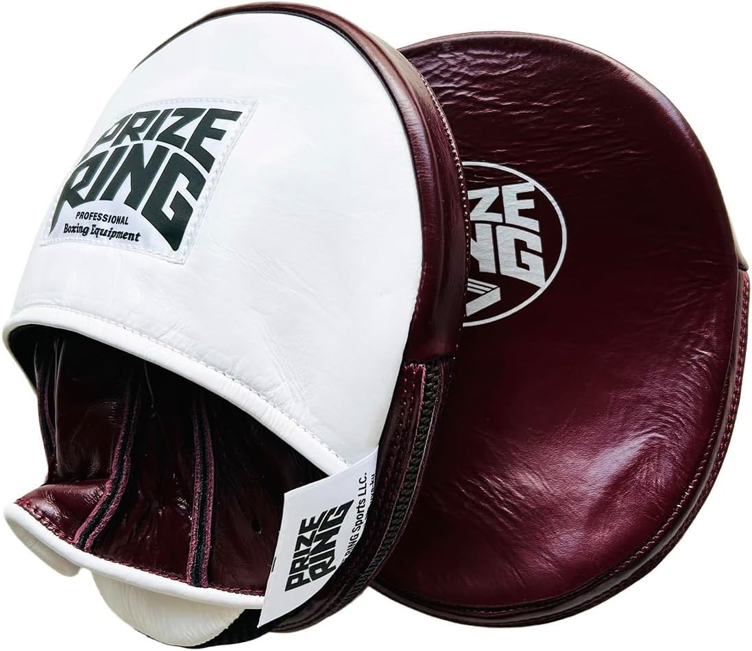 PRIZE RING  Classic 75  Genuine Leather Ultra-Thin Boxing Mitt, Burgundy (M)