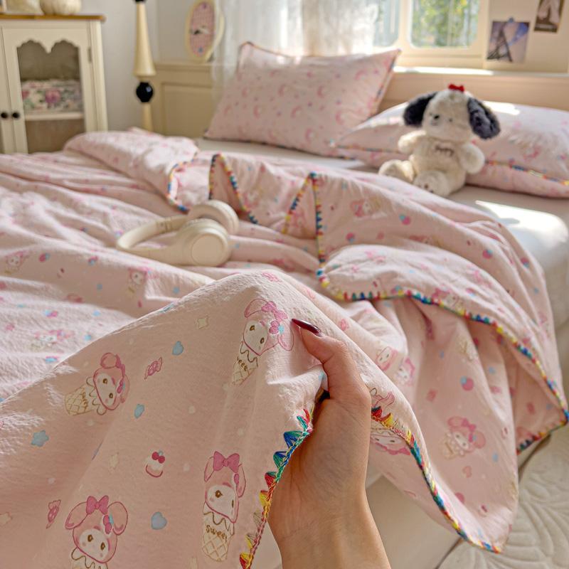 

1Pc Flower Printed Summer Blanket Plant Style Singlequeen Cooling Quilt featuring Shell Edge Skinfriendly Comfoter 110x150cm 1pc