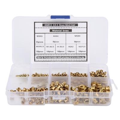Oeillets en laiton, Rivets, boutonnières en métal creux, Kit de Classification, accessoires matériels, 650 pièces