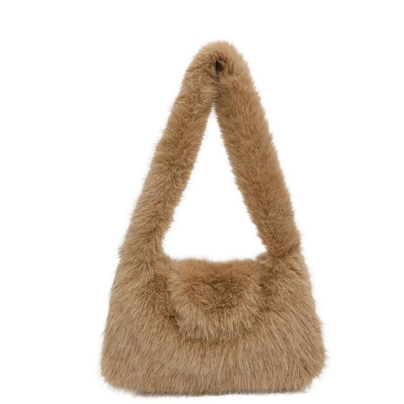 New autumn and winter plush bag women's large-capacity commuter bag college student fluffy casual shoulder tote bag