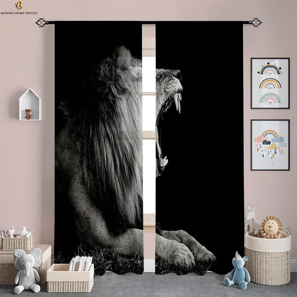 Tiger Lion Animal 3d Printing Curtains 100% Polyester Rod Pocket Curtains Living Room Study Kitchen Bedroom Decorative Curtains