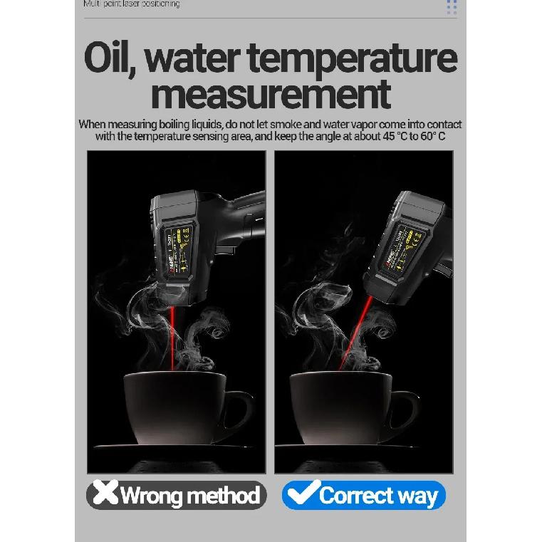Infrared Thermometer -50~600℃ Digital Temperature Meter Non-contact Pyrometer Tester IR Hygrometer Industrial Tool ANENG TH203