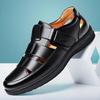Men's Leather Shoes Business Casual Dress Single Shoes Soft Sole Non-slip Summer Men's Sandals Dad Shoes Black
