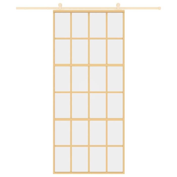 VidaXL Sliding Door, Hanging Door with Stopper, Door with Barn Panels Kitchen Home Interior, Golden Clear Glass 155173