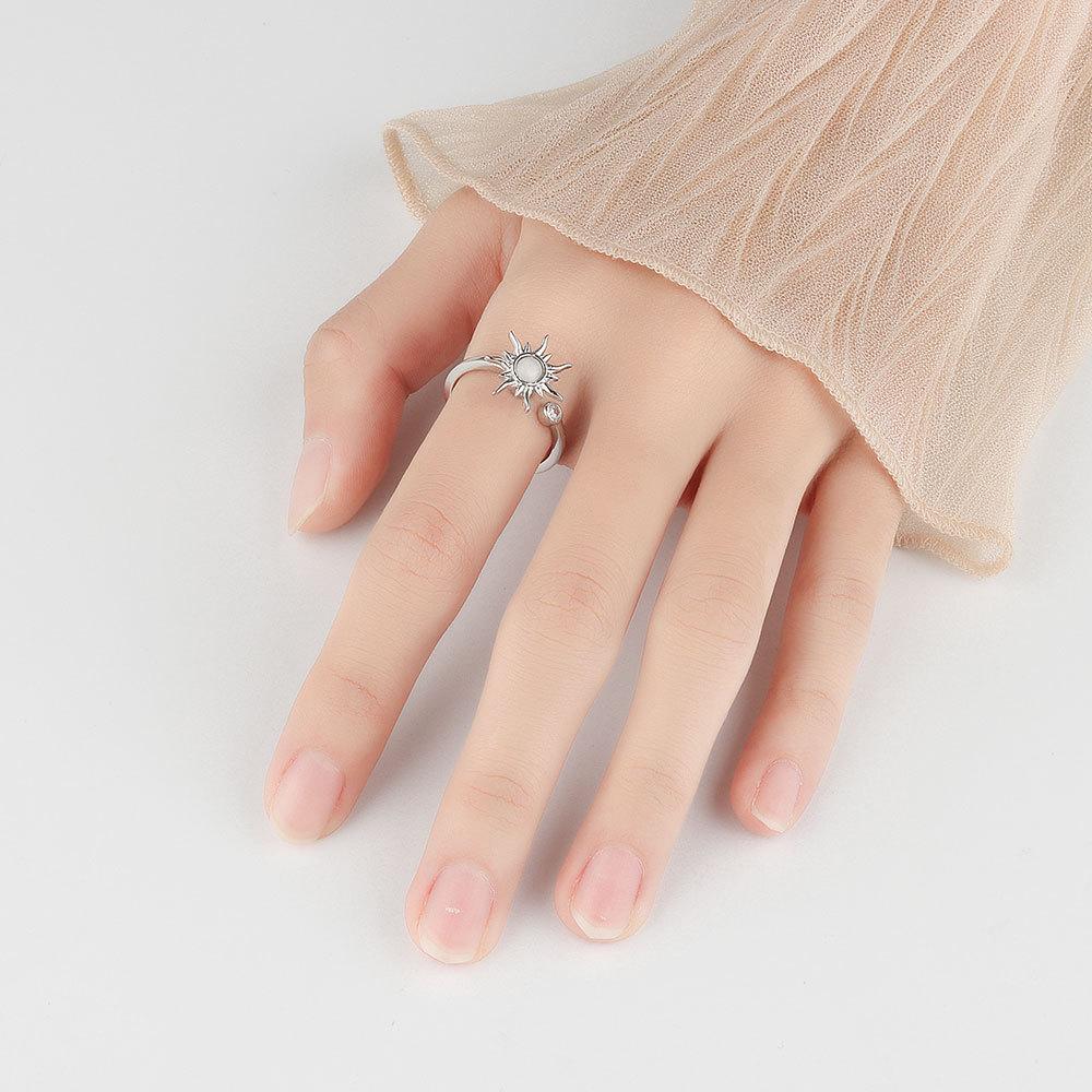 Sunflower Adjustable Stress Relief Ring With Rotating Design For Women Jewelry Lovers