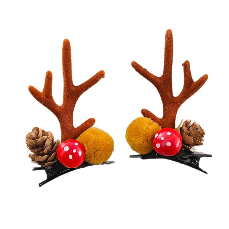 Christmas Antler Hair Clip: Cute Children's Elk Ears with Bells and Mushrooms