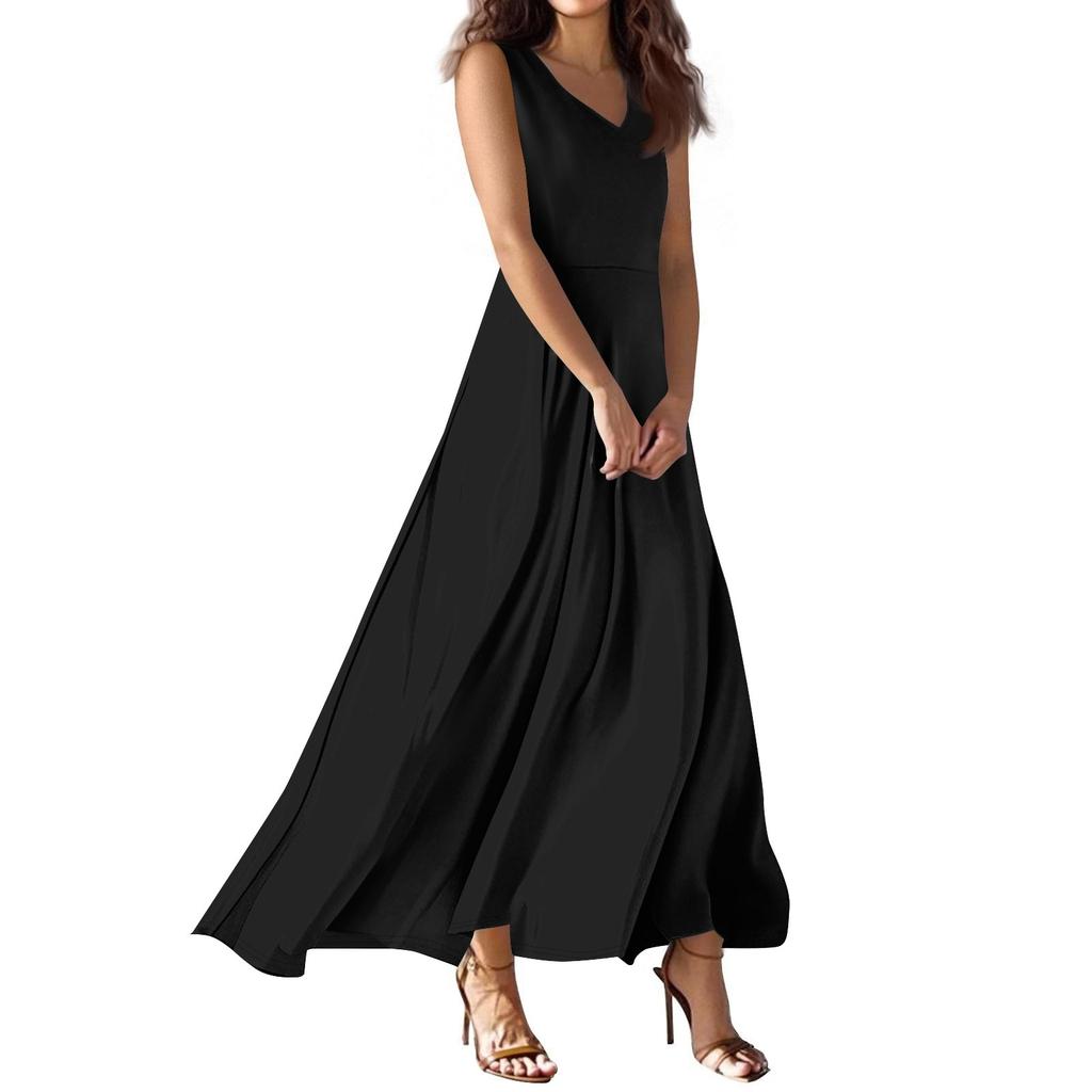 Women's Summer Casual Fashion  Dress V Neck Sleeveless Dress