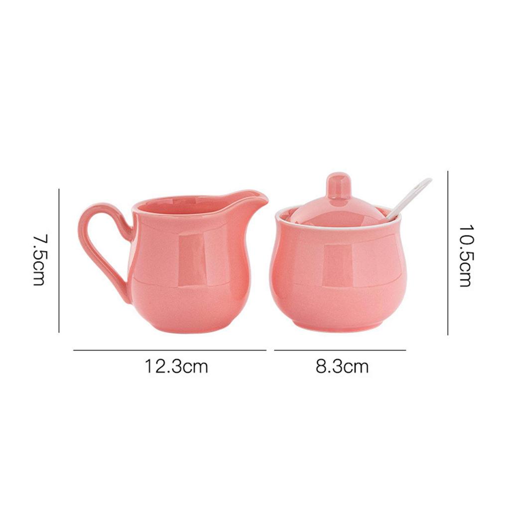 Set Zuccheriera e Lattiera in Ceramica Brocca, Regalo, Porta Zucchero Lattiera Ciotola con Coperchio