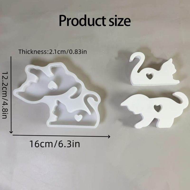 Reusable Cats Shape Silicone Mould for Handmade Cement Plasters Decorations and Artistics Projects