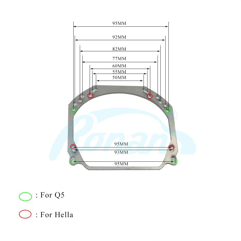 Ronan Headlight Mounting Frame Adapter For Hella 3R G5 Koitos Mondeo Pajero Retrofit Bi-xenon Biled Projector Lens Car Headlight