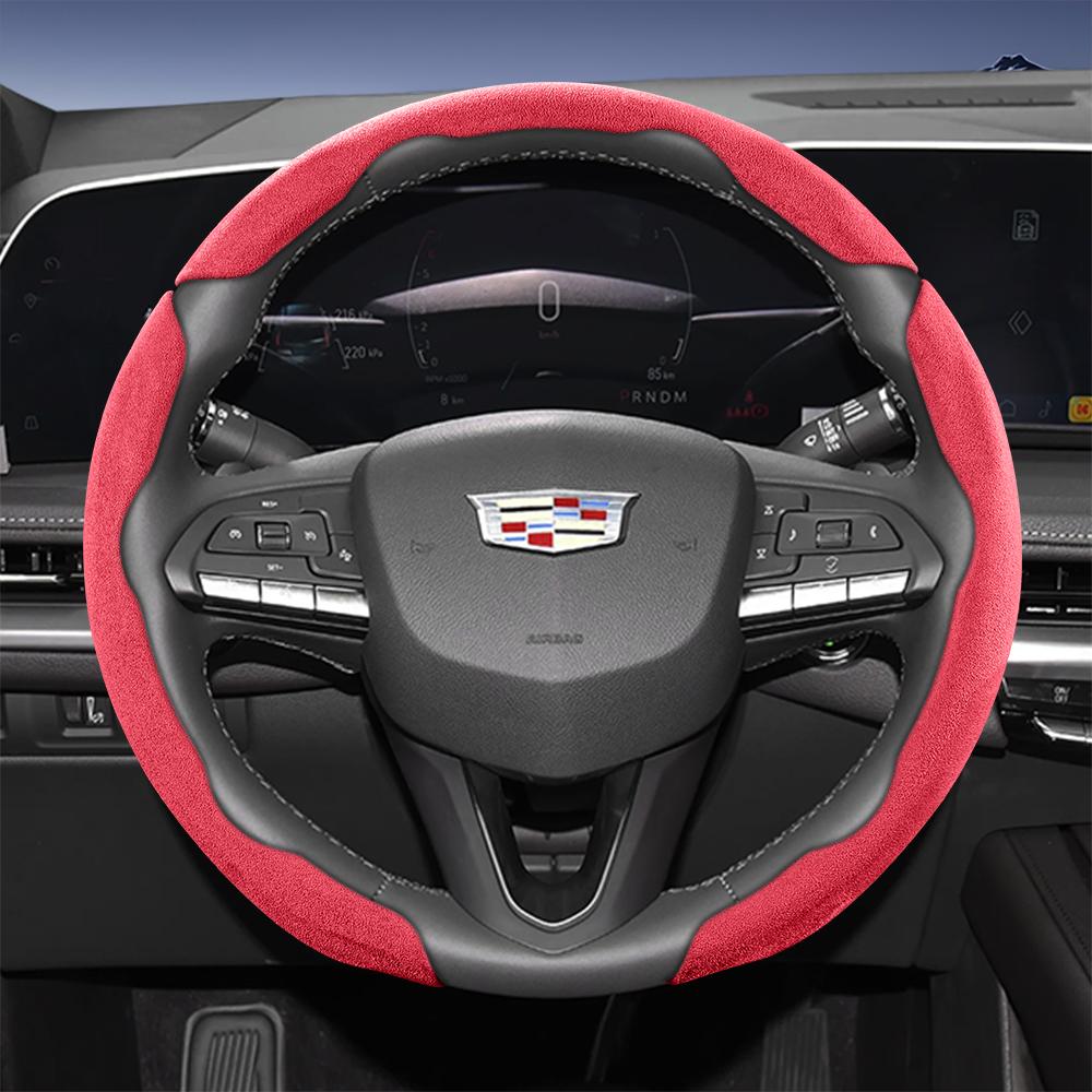 Suitable for Cadillac Sports Suede Steering Wheel Cover with Split Snap-On Design for Models Such as Escalade, Lyriq, Xt5, Xt4, Xt6, Ct5, Ct4, Celesti