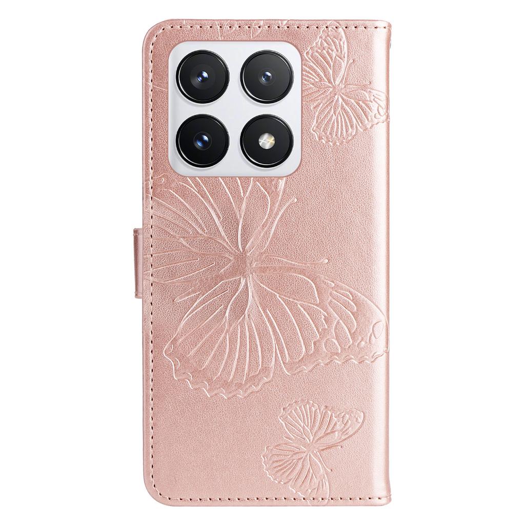 For Xiaomi 14T Pro Wallet Case Floral Butterfly Imprinted Leather Phone Cover Stand