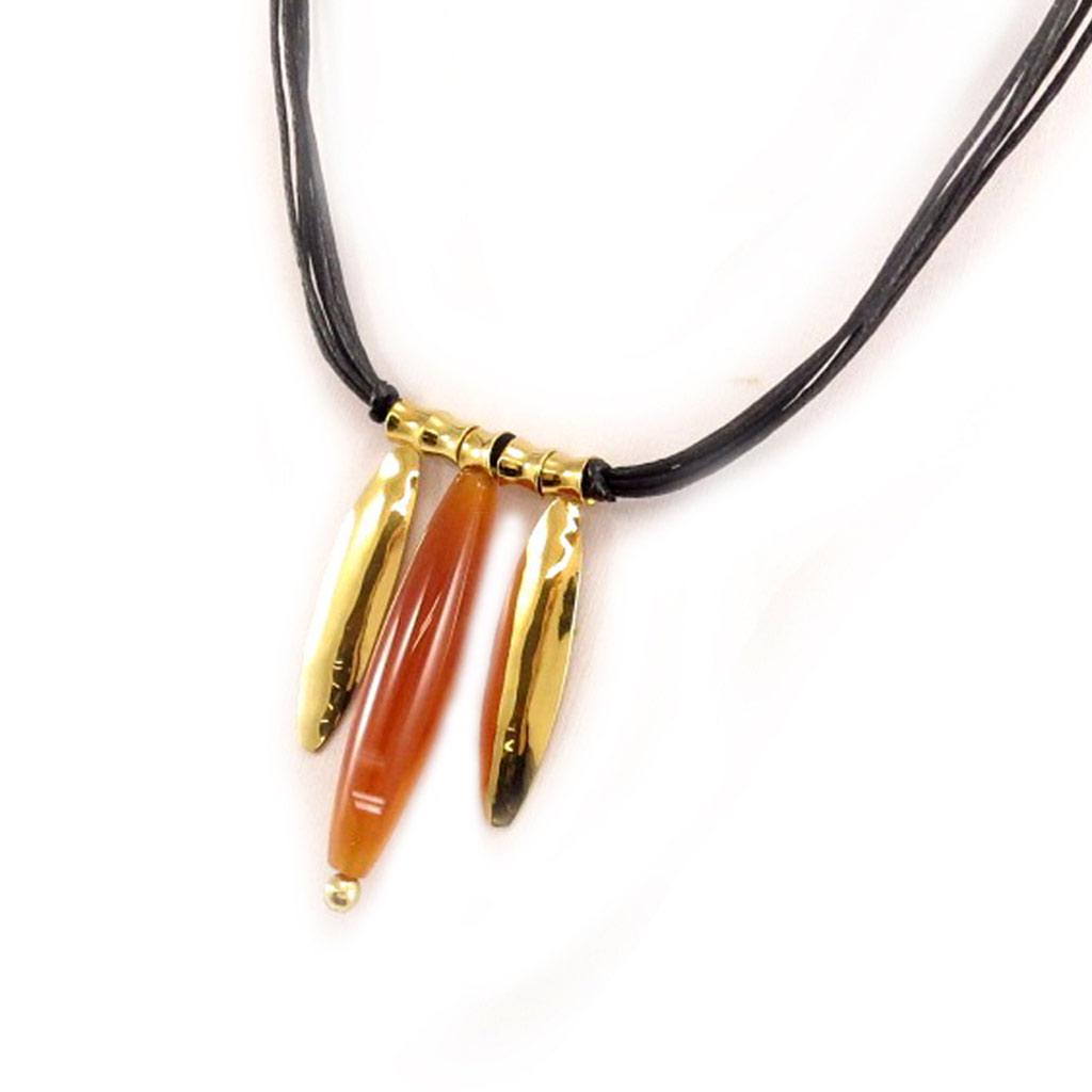 Les Trésors De Lily [D6956] - Carnelian 'Jedy' Gold Plated Necklace