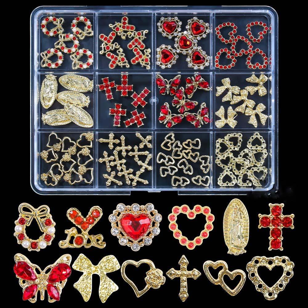 Glass Crystal 3D Fingernail Rhinestones Mixed Shape DIY Nail Art Decorations  for Women