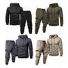 2 Stuks/Set Heren Trainingspak Capuchon Trekkoord Lange Mouw Sweatshirt Multi Zakken Joggingbroek Set Geribde Manchetten Joggingpak