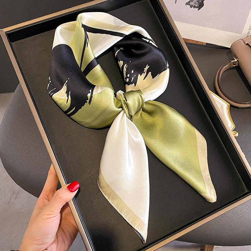 Silk Square Scarf Korean Spring and Autumn Summer Scarf High-end New All-match Silk Scarf Women Fashion Age-reducing Women