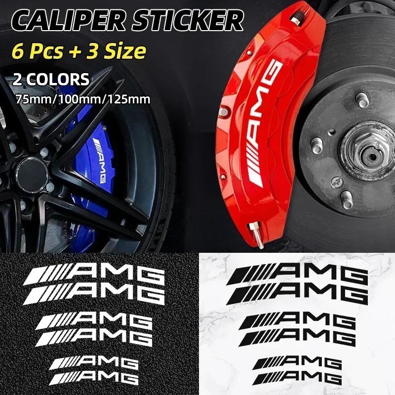 6pcs Car Styling Car Brake Caliper Stickers For AMG Mercedes Benz W204 W124 W201 W202 W212 W220 W205 GLA CLA Automotive Goods
