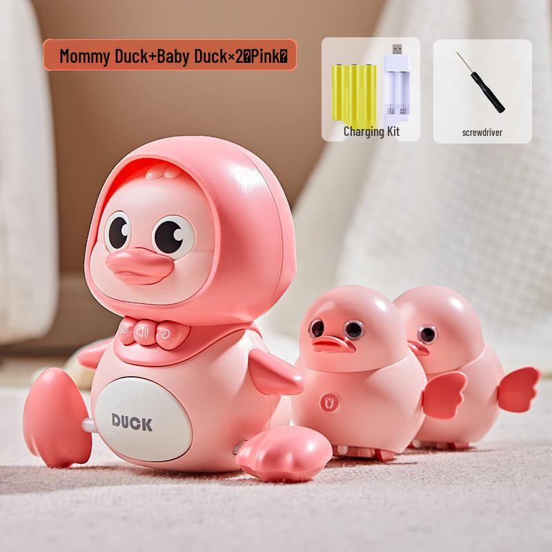 Children's Musical Crawling Duck Toy with Magnetic Suction and Lights for Early Education