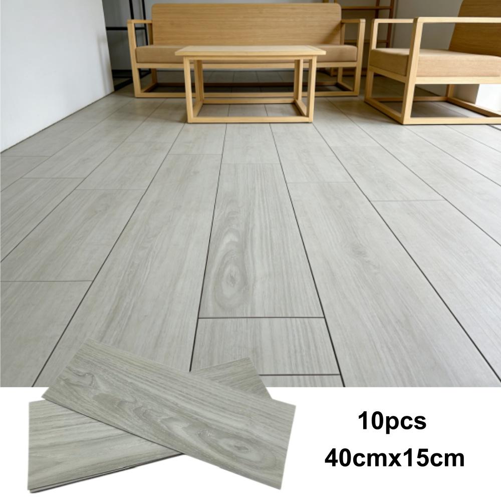 10 pcs 15x40cm wood grain PVC floor tiles, self-adhesive wear-resistant flooring, suitable for bedroom and home decoration