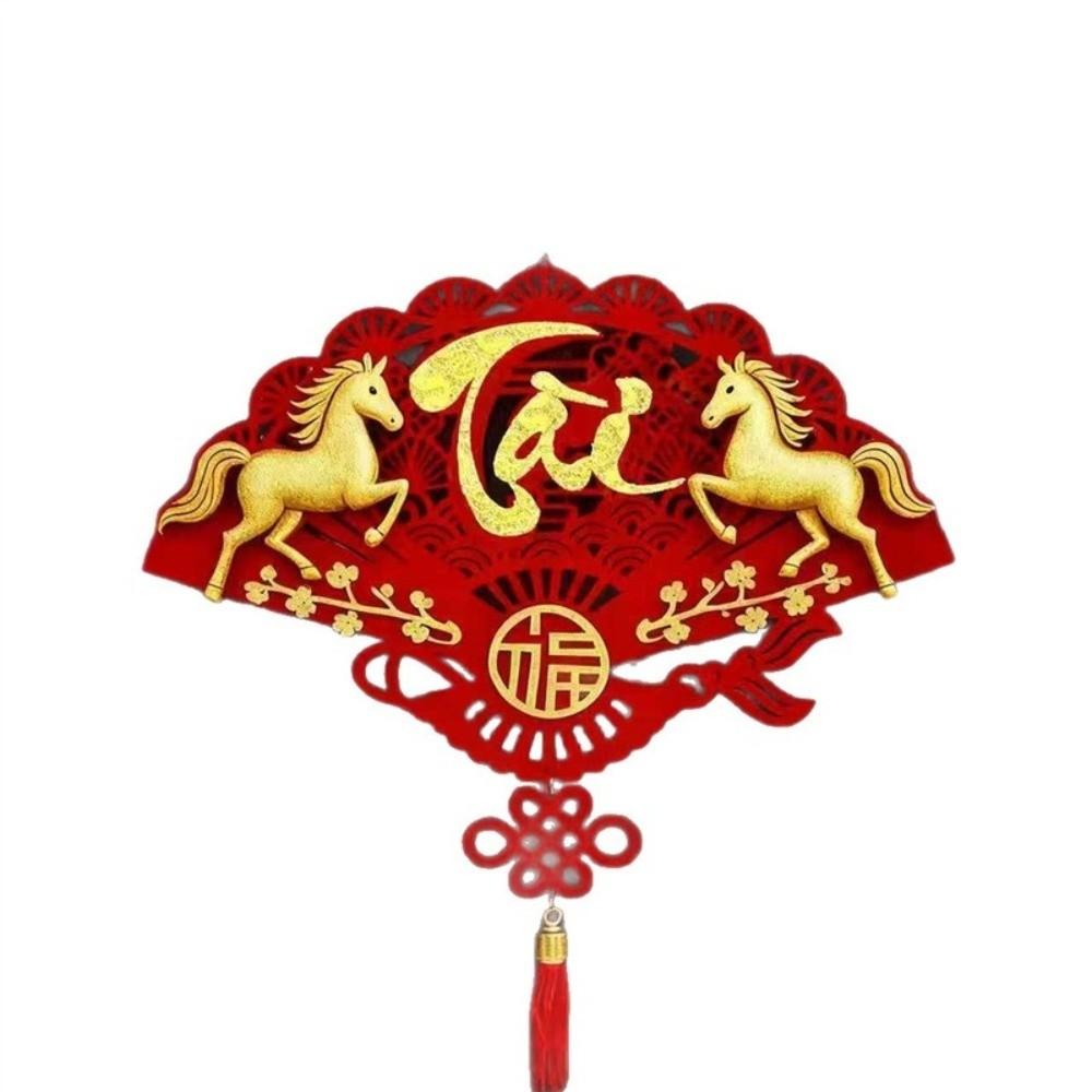 2026 Mondneujahrs-Anhänger mit Quaste Rotes Hängeornament Vietnamesisches Pferdemuster Frühlingsfest-Anhänger