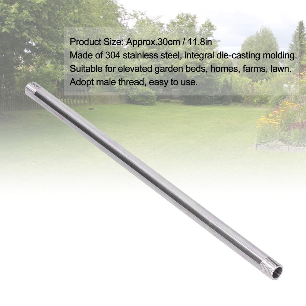 304 Stainless Steel Threaded Pipe 30cm Length Water Pipe Joint  Hose Fitting Replacement