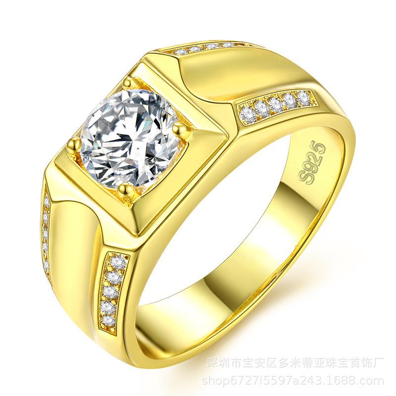 

Jewelry, Gold Plated Diamond Ring Men S Ring Non-Fading Double Row Micro Diamond Set, Fashion Gold Ring 12 золотий
