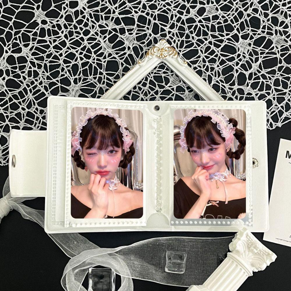 Pink Love Bow Card Album PVC with 16 Internal Pages Photocard Binder 3 Inch Mini Collectible Card Album Idol Card Collect Book