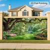 1 Piece, Vibrant Garden-themed Garage Door Banner, Easy To Install. Made of Polyester Fiber, Perfect for the Poolside Area.